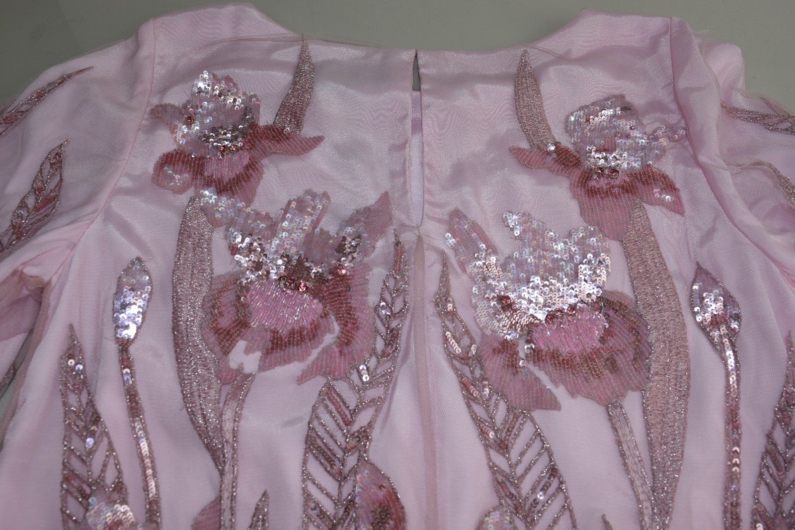 Pre-owned Marchesa Notte $695  Beaded Floral Cocktail Dress Tunic Blush Pale Pink 4