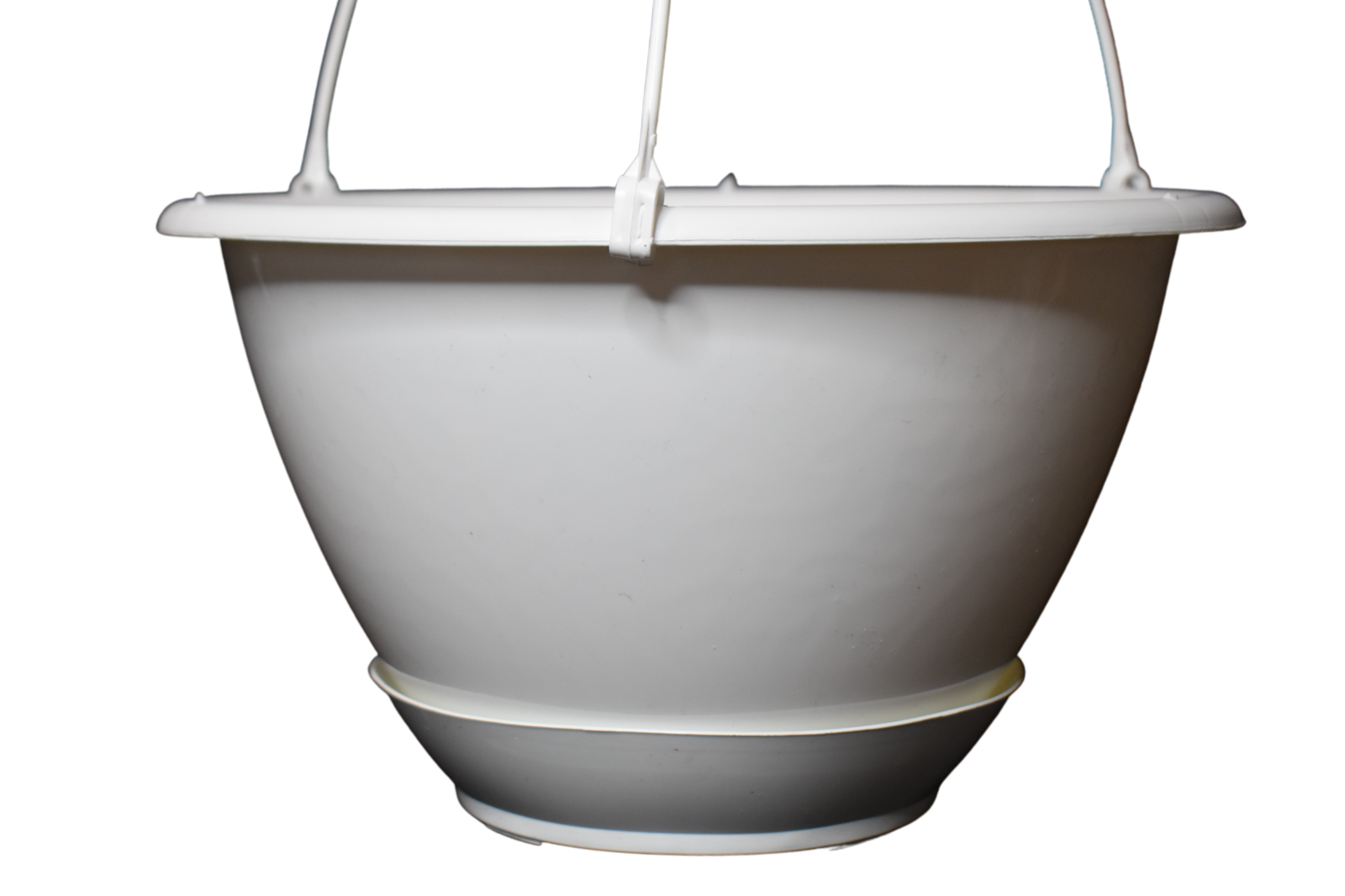 8" White Plastic Hanging Basket with Saucer- Set of 5 -KOBA Indoor Outdoor pot