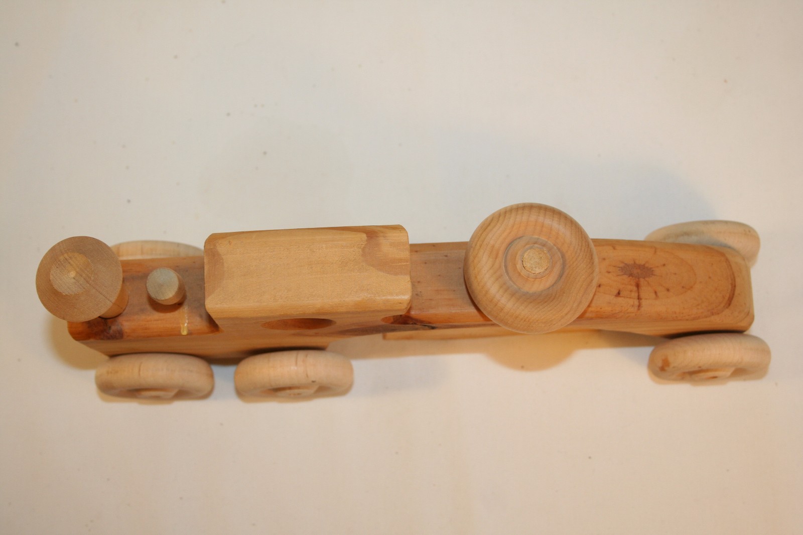 Wooden Toy Tractor Road Grader Pine Walnut Wheels Handcrafted Play Grater Farm