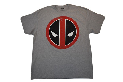 Deadpool Mens Deadpool Classic Distressed Logo Gray Shirt New 2XL, 3XL, 4XL