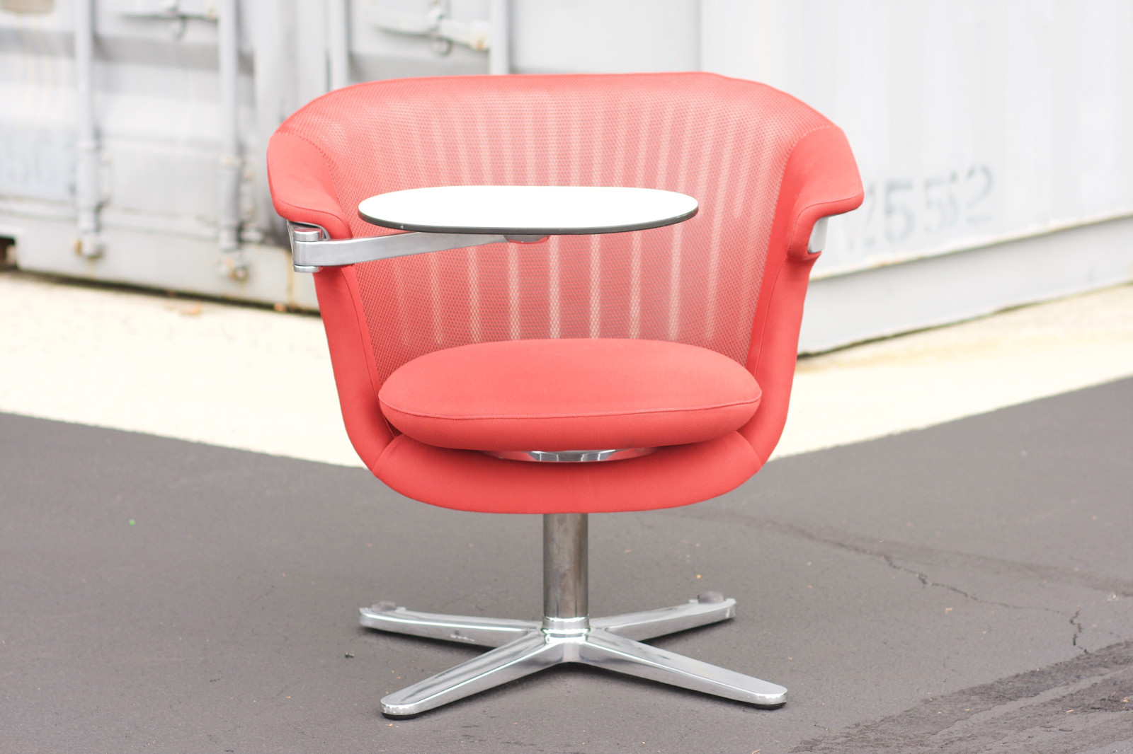 Steelcase i2i Leap Office Chair Chrome Base Tray Table Mid Century Eames Miller