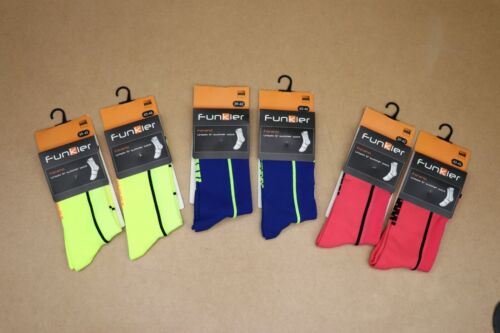 2 pack Funkier Forano cycling Socks N. yell, Blue, coral Sizes 10-13 and 6-9