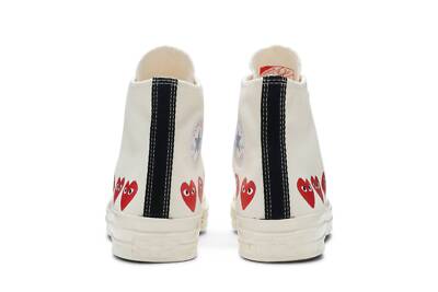 Pre-owned Converse Comme Des Garçons Play X Chuck 70 Hi Top 'multi Heart' 162972c In White