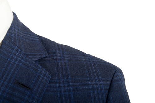 Pre-owned Hugo Boss Men's "jeckson/lenon1" Regular Fit Plaid 100% Wool Two Button Suit In Blue/navy Blue