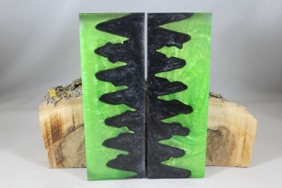 LIME GREEN BLACK PEARL CUSTOM COMPOSITE KNIFE HANDLE MATERIAL BLANK SCALES (202)