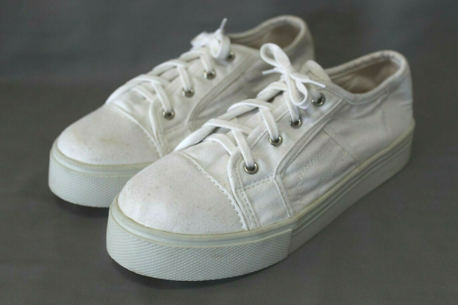 CANDIES GIRL women's lace up casual athletic tennis shoes size 5 M white  canvas | eBay