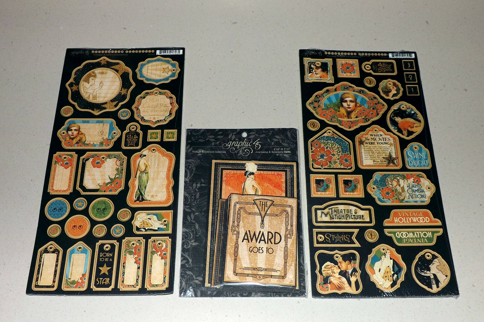 Huge Vintage Style Graphic 45 Embellishment Lot - Chipboard, Die-cuts & More