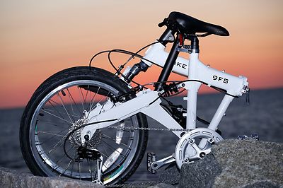 Downtube 9FS White Full Suspension Folding Bike 9 speed ( 27speed compatable )