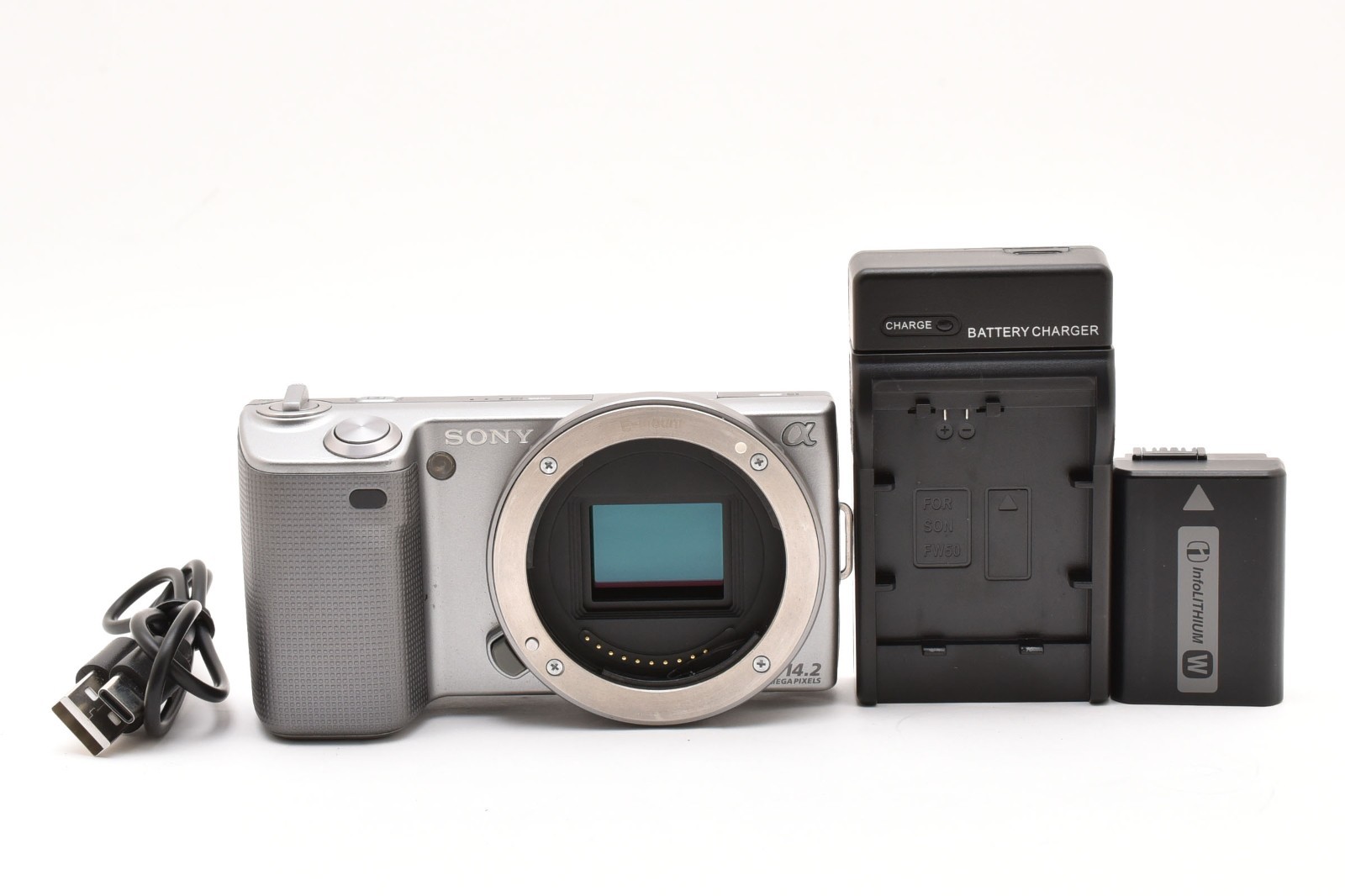 Exc Sony NEX-5 Mirrorless Digital Camera Body Silver Direct