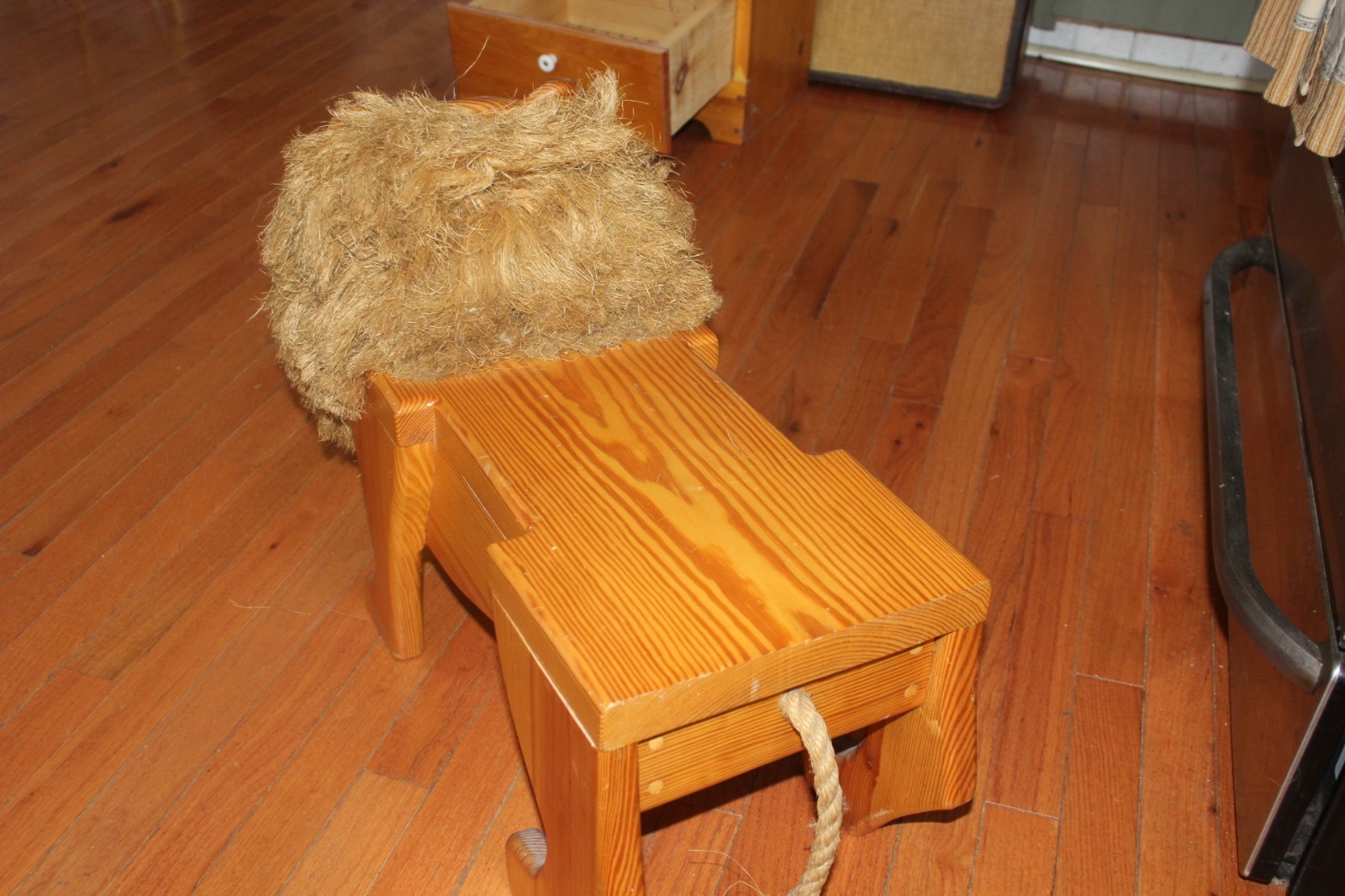 Solid Wood Lion Footstool / Child's Bench - Handmade