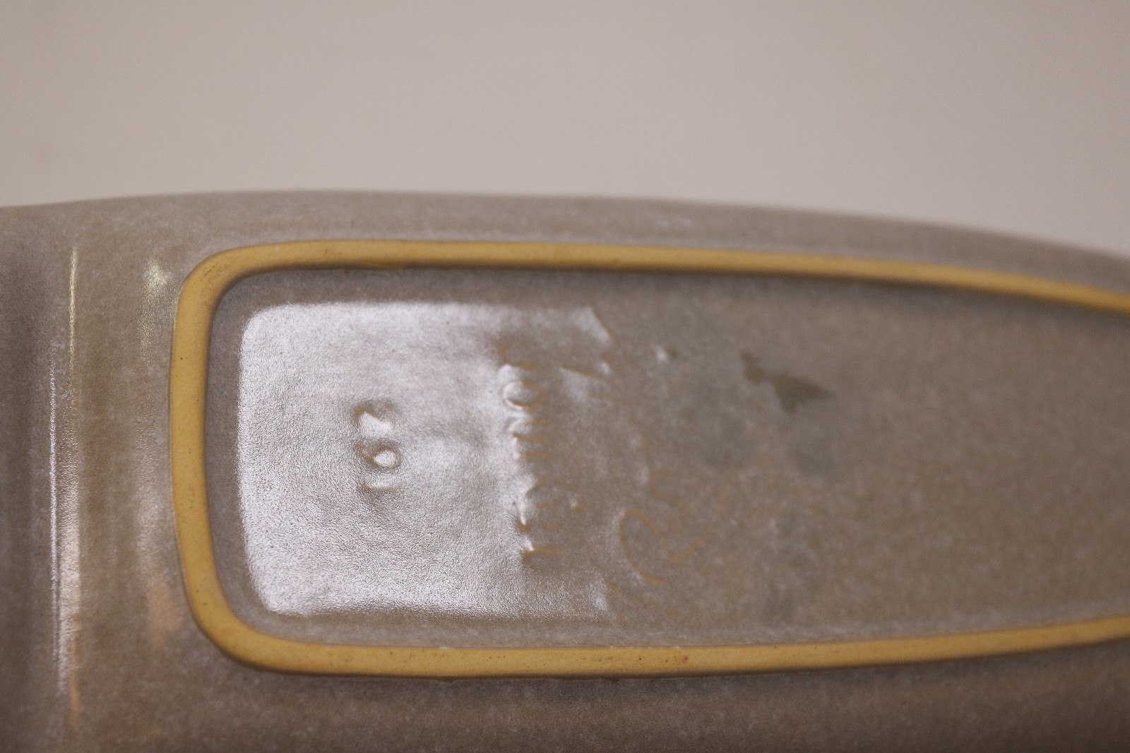 Vintage Raymor Roseville Pottery #162, Boiled Corn Holder Plate, Gray