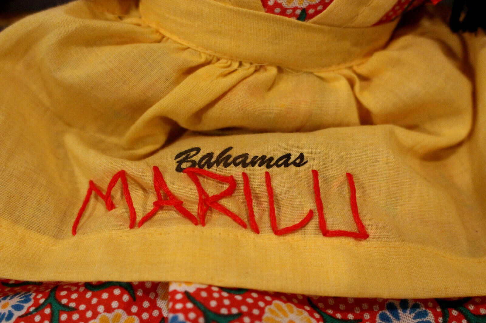 Bahama Ragdoll Marilu Black Americana Souvenir Doll w/Embroidered Face