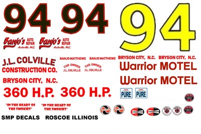 1960 Ford of Banjo Matthews NASCAR in 1/25th model car decal