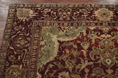 Antique 12X14 Circa 1880 Agra Hand-Knotted Wool Oriental Area Rug (11.8 X 13.11)