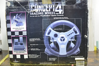 Concept 4 racing wheel for First Generation Sony Play Station -Open Box UNTESTED