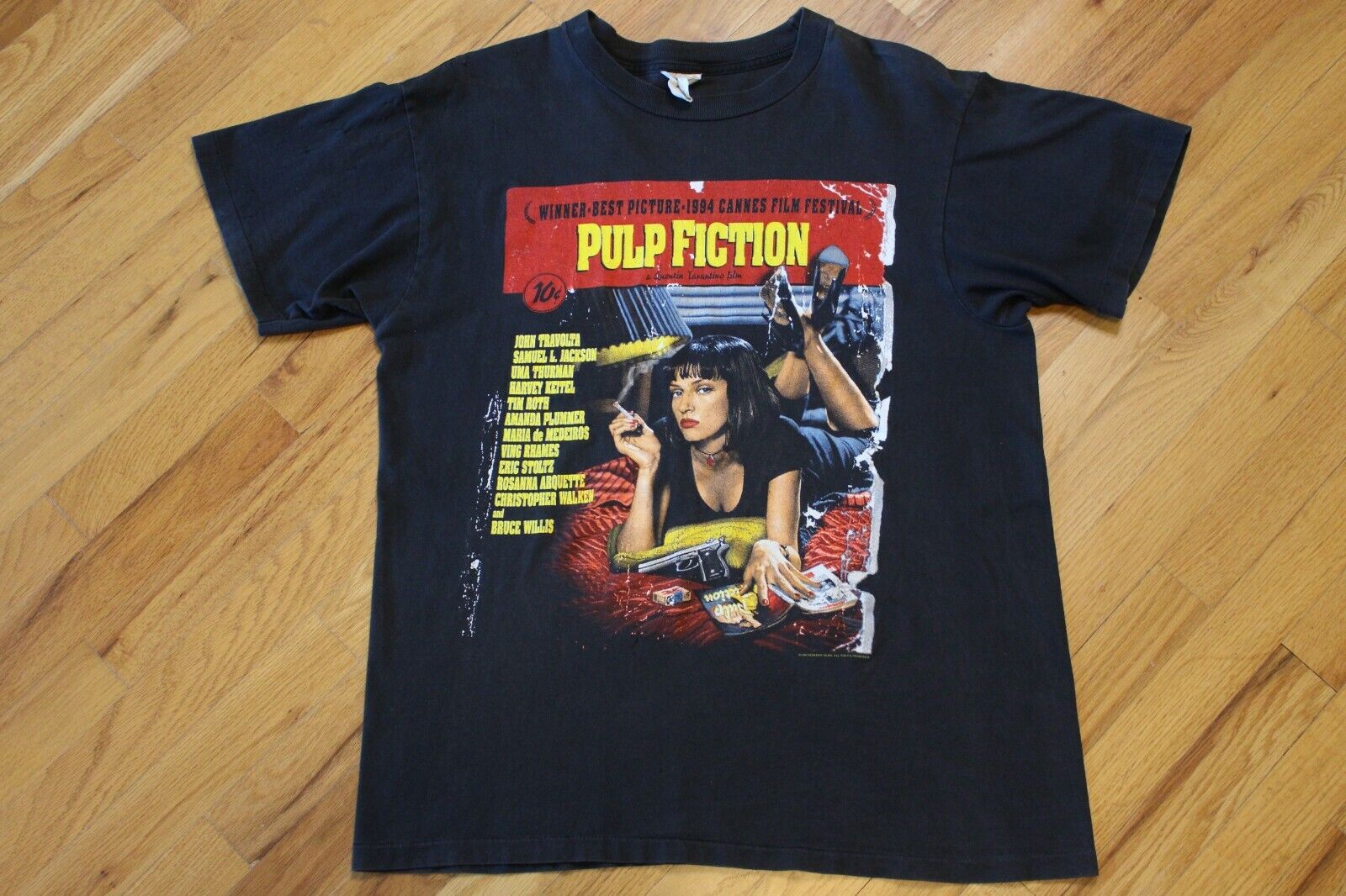 Vintage 1994 Pulp Fiction T-Shirt Winterland Size Large Black Movie Tee 90s Heat Vintage 1994 Pulp Fiction T-Shirt Winterland Size Large Black Movie Tee 90s Heat
