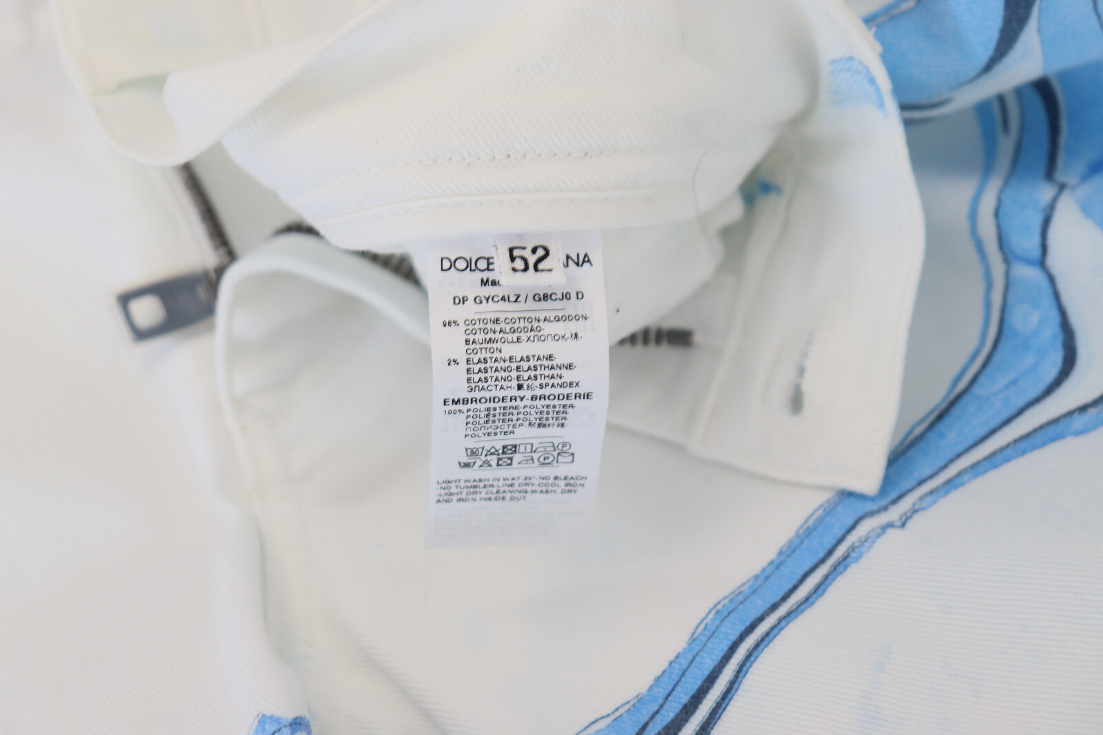 DOLCE & GABBANA DOLCE & GABBANA WHITE BLUE DENIM COTTON JEANS STRETCH SKINNY FIT IT48 / W34 / M