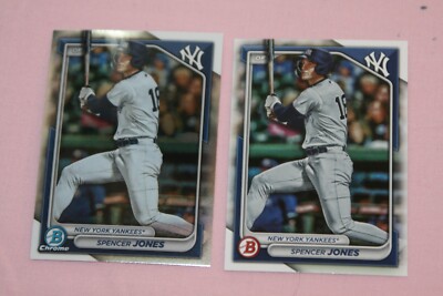 SPENCER JONES (2) 2024 BOWMAN & CHROME PROSPECTS #BCP32 & BP32 NEW YORK YANKEES
