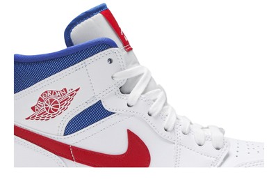 Pre-owned Jordan Air  Wmns Air  1 Mid 'usa' Bq6472-164 In White/university Red/game Royal