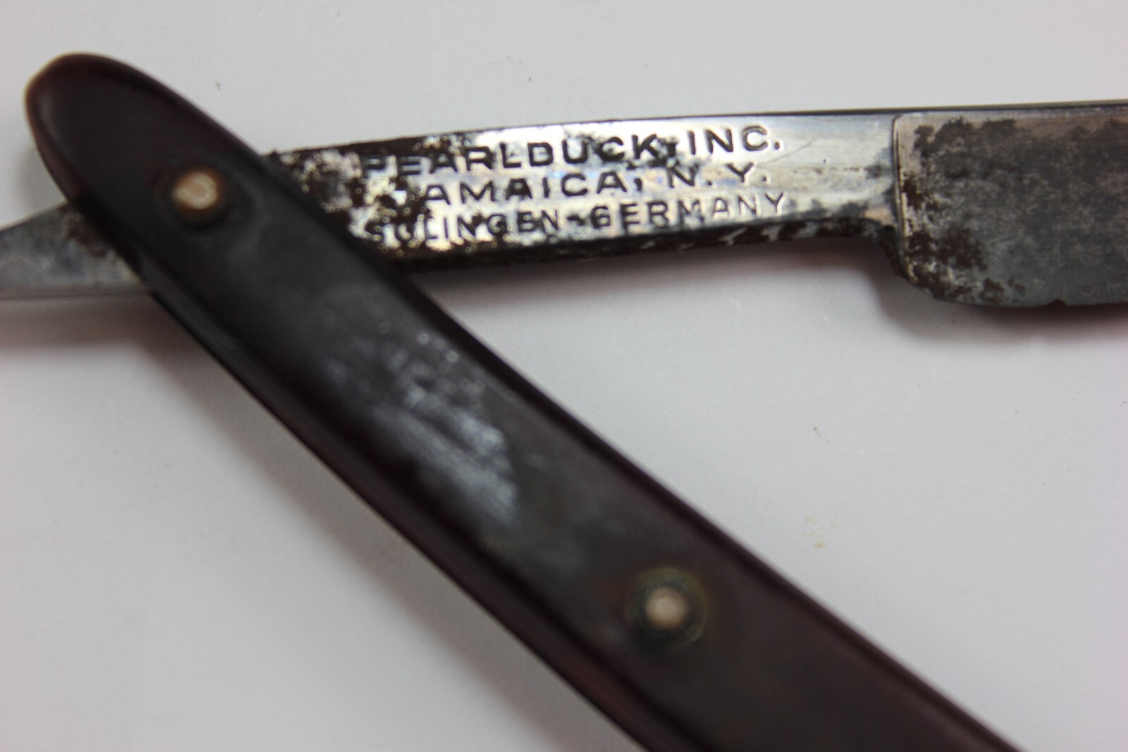 DUBL DUCK Style Edge Straight Razor Pearl Duck Inc. Jamaica, N.Y. - Made Germany