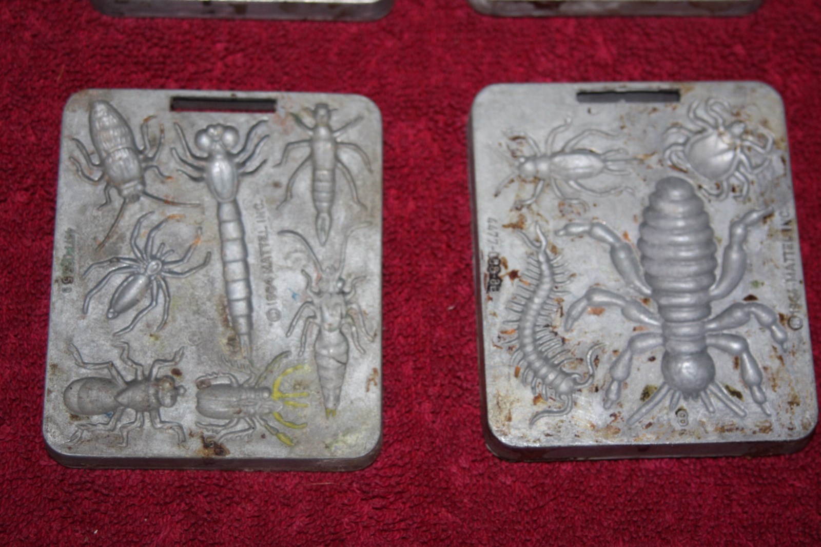 Lot of 8 Vintage Mattel 1964 Creepy Crawlers Bug Maker Metal Molds