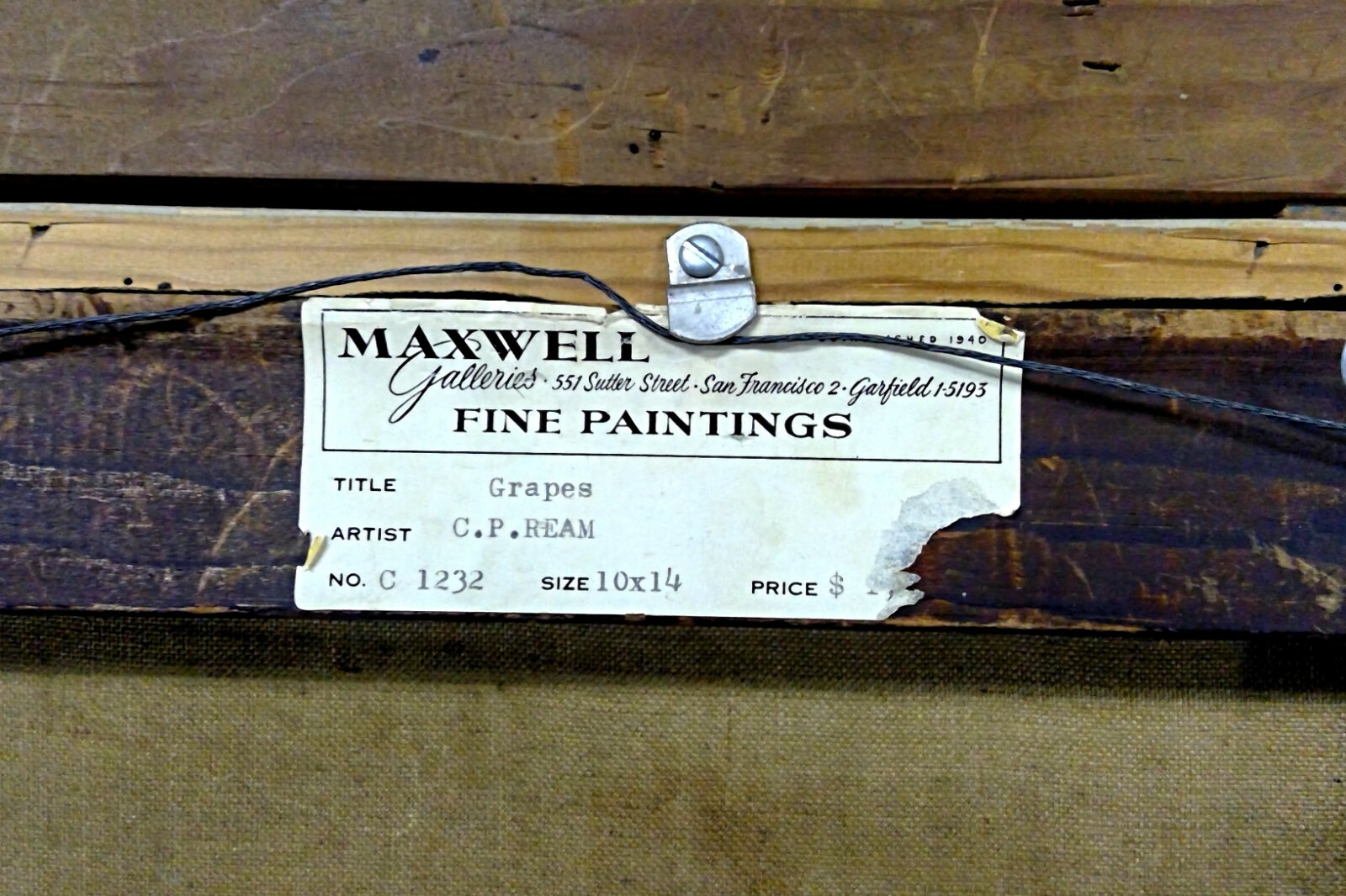 CARDUCIUS PLANTAGENET REAM OIL STILL LIFE PAINTING OF GRAPES **ORIGINAL******