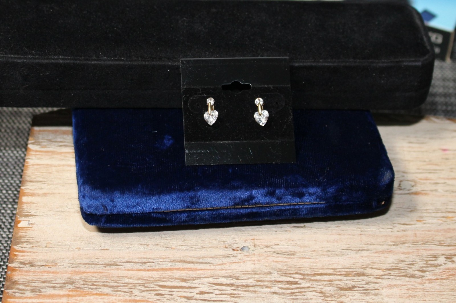 14K Yellow Gold 7mm Heart with 4mm Round Diamonique CZ Earrings O121