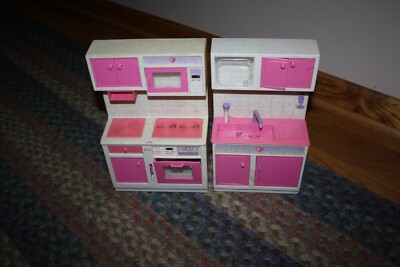 Lot Vintage Goldlok Barbie Size Kitchen 2 pc Sink Oven Stove Island Geoffrey Inc