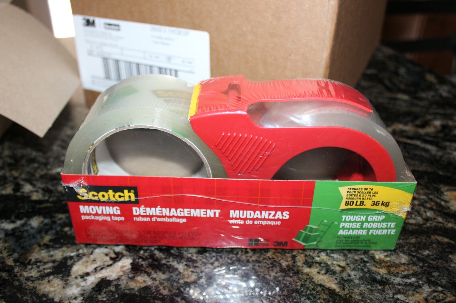 Case 3M Scotch Packaging Type Moving Tapes (36 Rolls, 18 Dispensers) Holds 80 lb