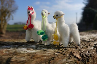 Mini Alpaca Llama Standing Soft Toy, Fleece Fur Fluffy Handmade Gift