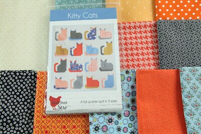Cluck Cluck Sew Kitty Cats Quilt Kit 59'' x 66'' Colorful Cheerful Fabrics Pattern