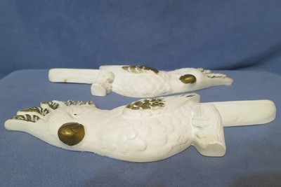 Vintage Miller Studio Chalkware Wall Decor - Pair of White Cockatoo Birds 1957