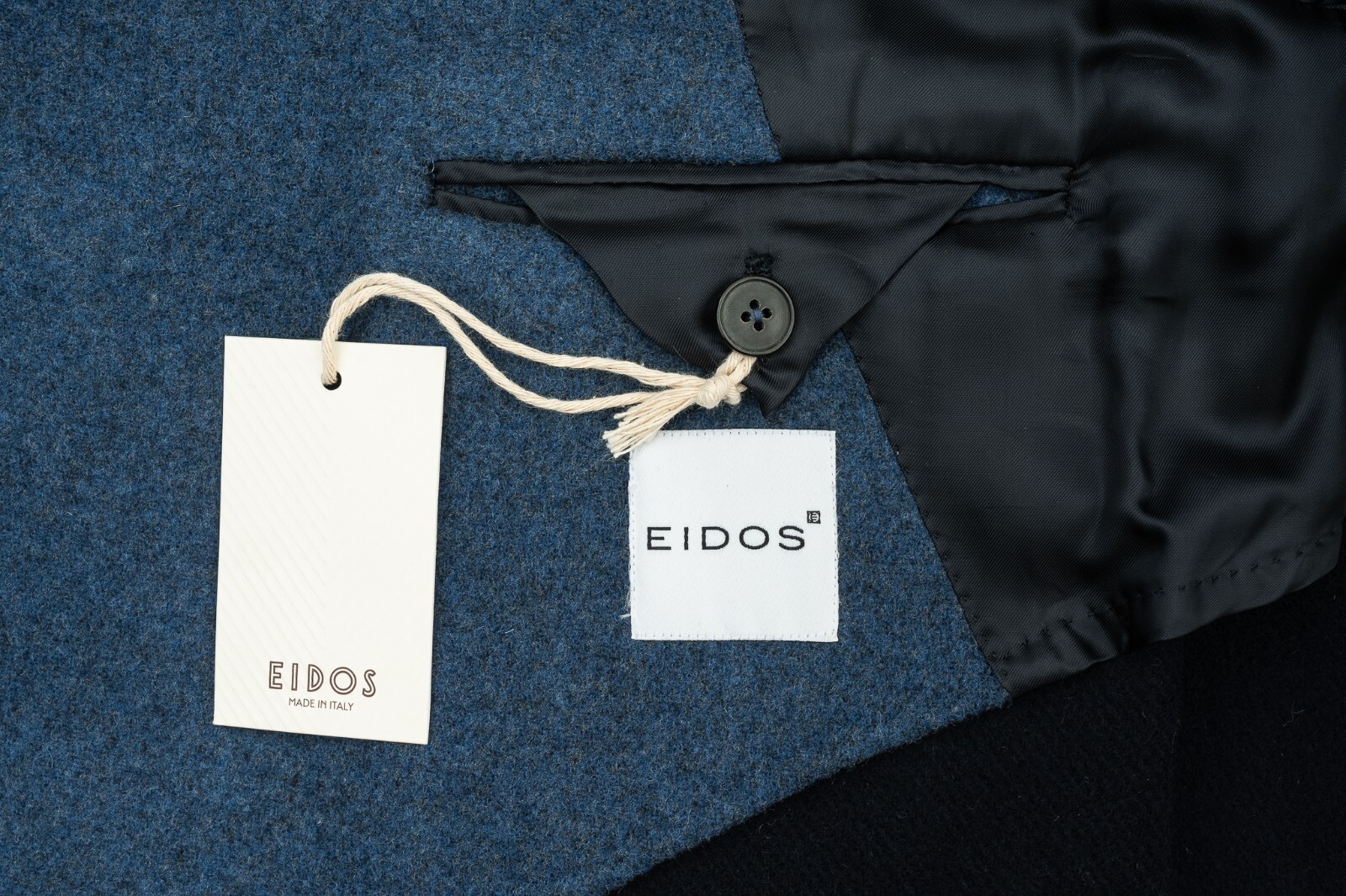 Pre-owned Eidos $1600  By Isaia Napoli Blue Coat Flannel Wool / Cashmere 38 Us / 48 Eu Slim
