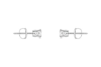 SHINE BRITE WITH A DIAMOND 1/2 CT ROUND LAB CREATED GROWN DIAMOND EARRINGS 14K WHITE GOLD D/VVS CROWN SCREW