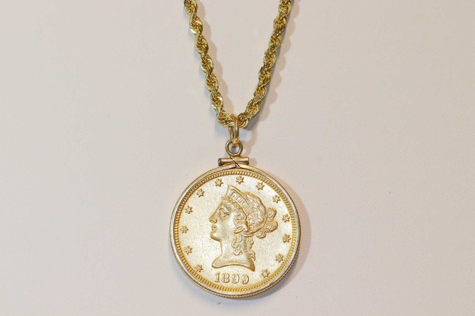 ★送料・関税込★VINTAGE HOLLYWOOD★Natural Coin Necklace★ Vintage Coin Necklace-Silver Paperclip Chain-Cubic Zirconia