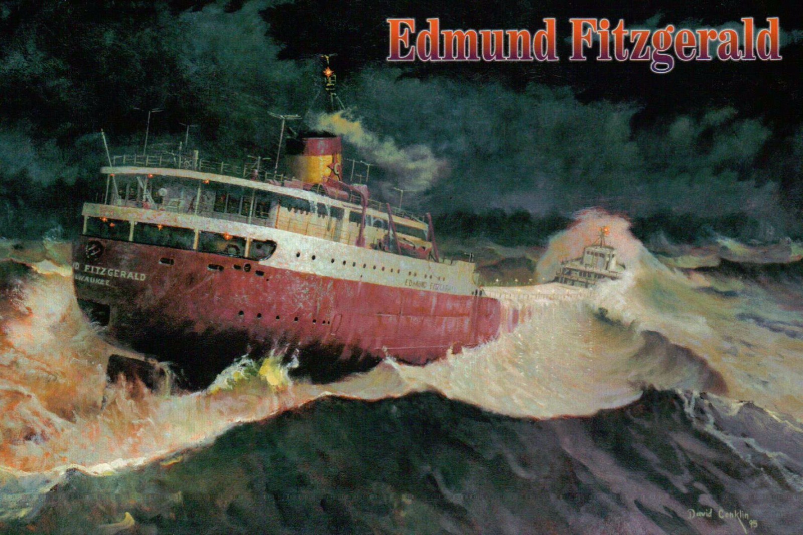 Edmund Fitzgerald Painting " Every Man Knew "  - Gordon Lightfoot, Ship Postcard