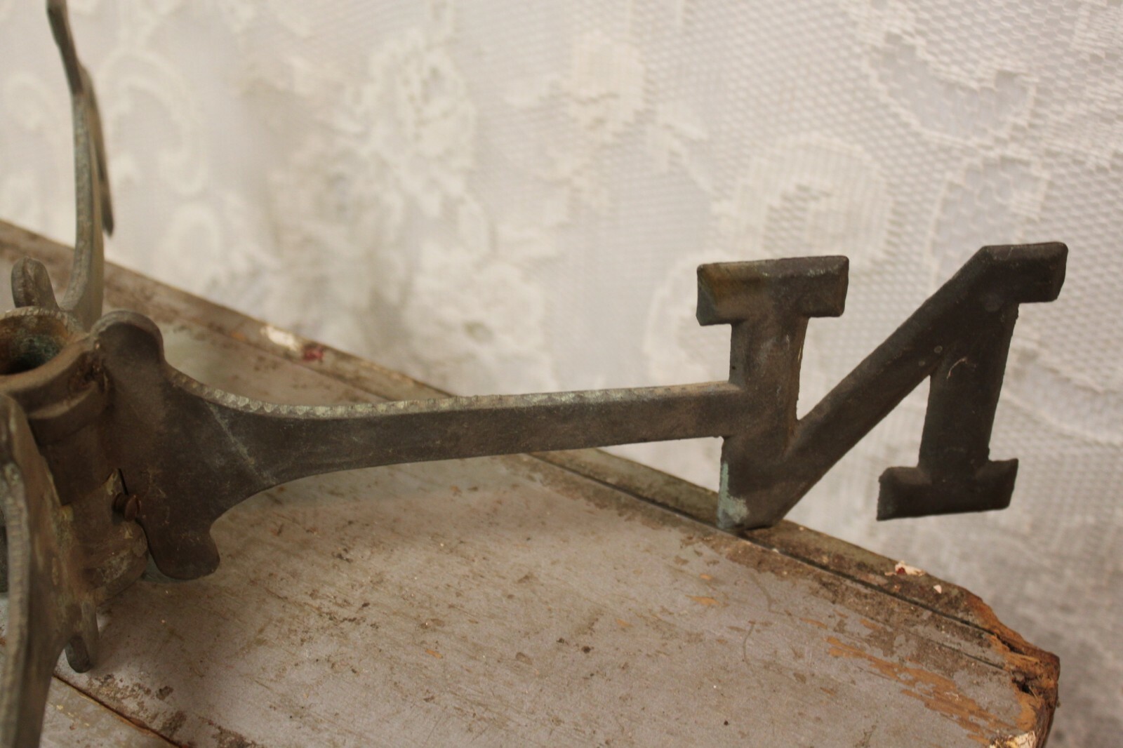 Antique BRASS Weathervane Lightning Rod Directional Arms  18