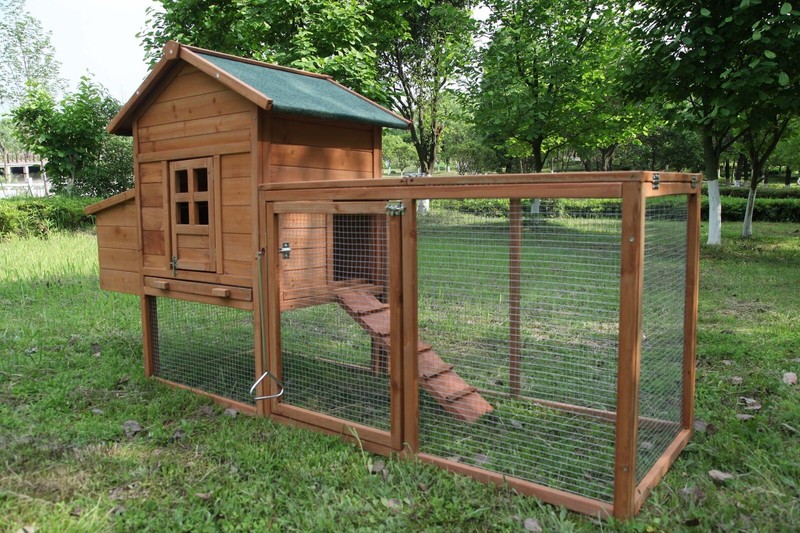 Outdoor  80'' Wooden Chicken Coop Nest Box Hen House