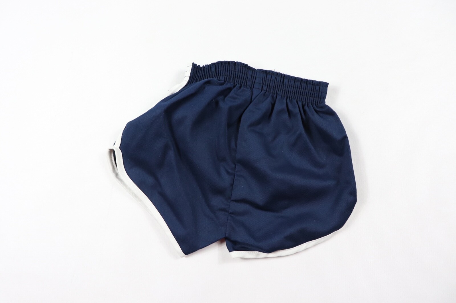 Vintage 70s New Merrygarden Youth Medium Striped 50/50 Gym Soccer Shorts Navy