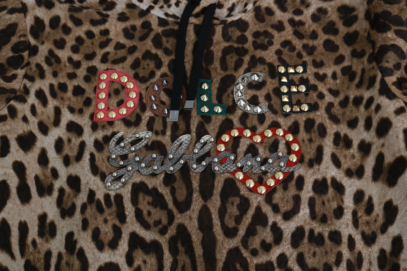 Pre-owned Dolce & Gabbana Sweater Hooded Studded Ayers Leopard It36 / Us2 / S Rrp $2800 In Brown