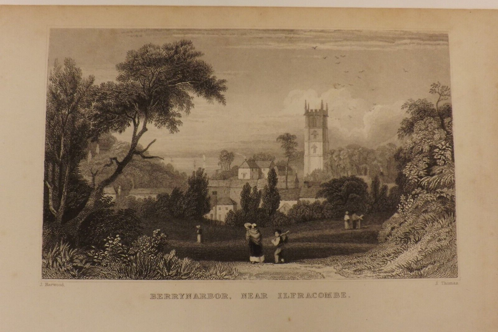 1829 STEEL ENGRAVING PRINT BERRYNARBOR NEAR ILFRACOMBE P328
