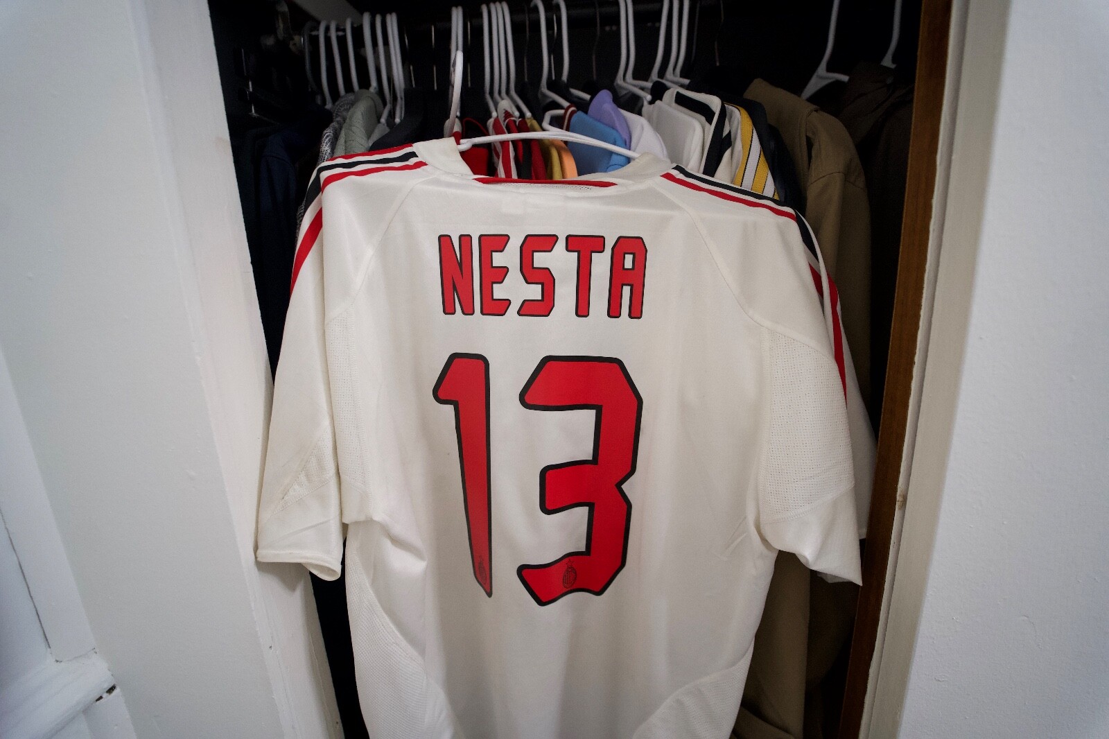 スポーツ Corinthian Series40 2007/8 Nesta ACMilan AC Milan Matchworn Nesta 13 L/S Home Football Shirt 2007/08