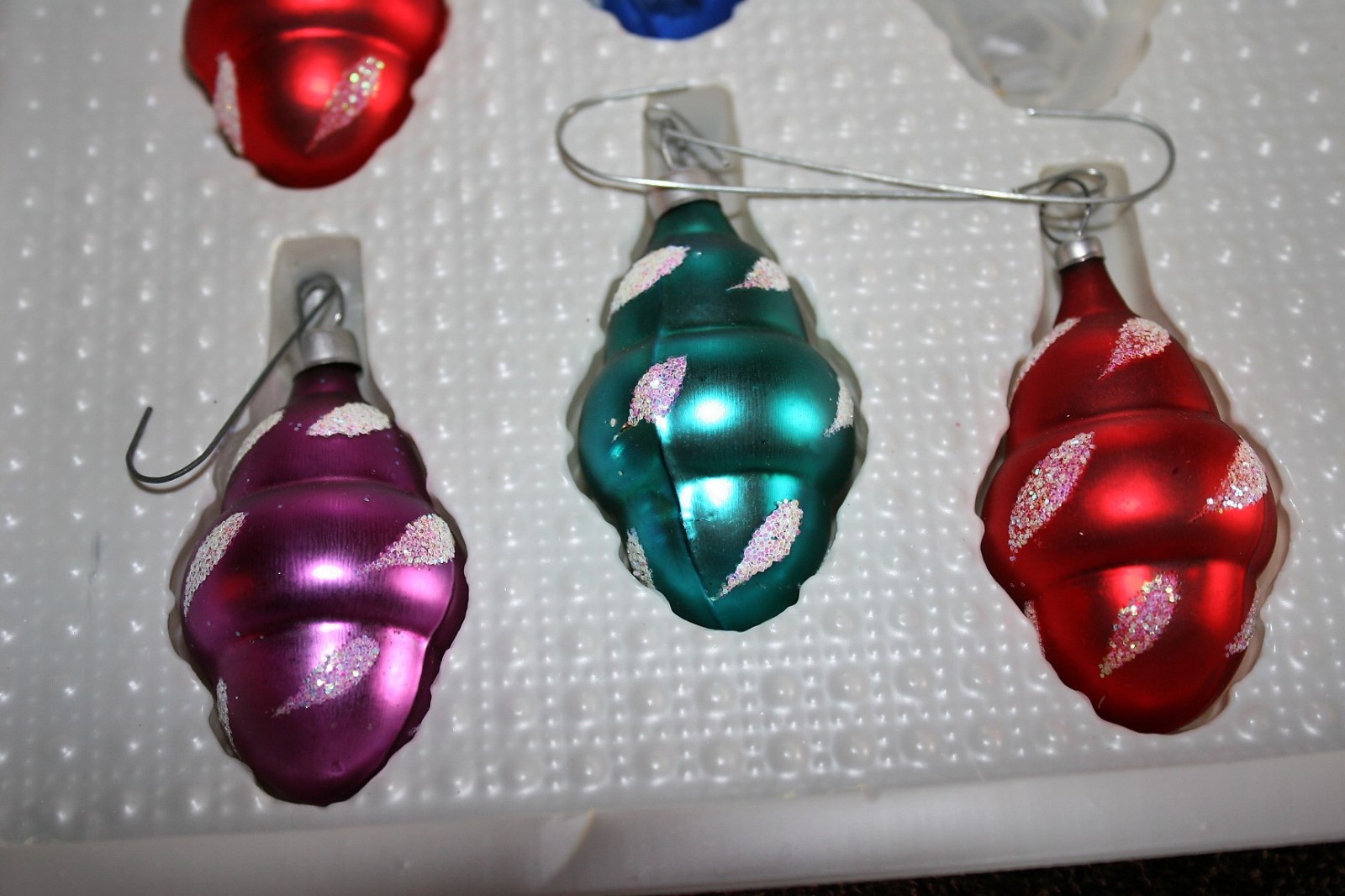 Vintage Mini Bradford Novelty Decorated Glass Christmas Ornaments Multi Glitter