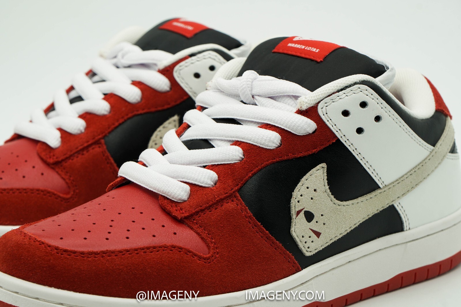Pre-owned Warren Lotas Dunk Jason Vorhee Shoe Size 8.5 Severed Head Red Alpine White In Multicolor