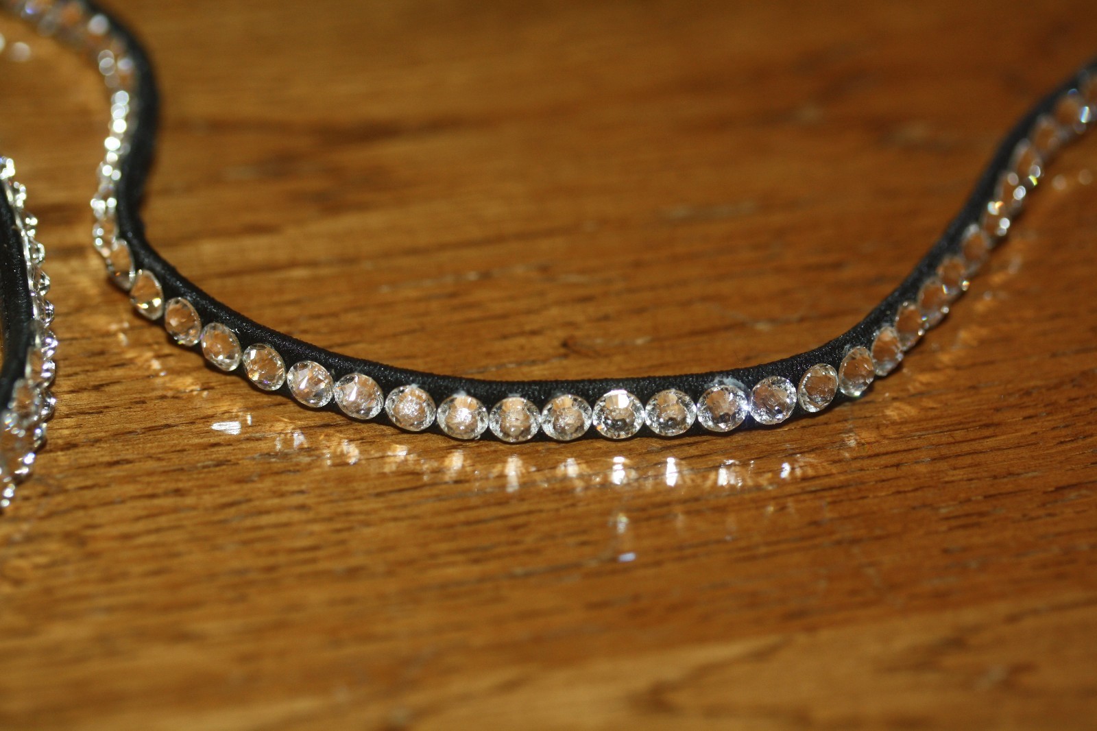 2 RHINESTONE EMBELLISHED STRETCHY HEADBANDS--RUBBER BACKING--EXCELLENT