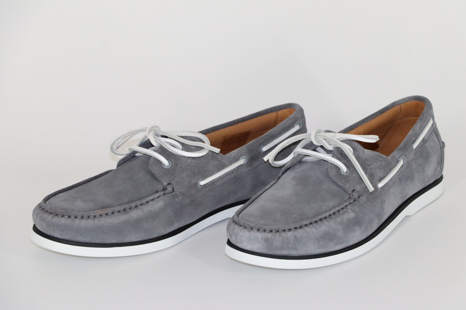Pre-owned Hugo Boss Boat Shoes, Mod. Bannie_derb_sd, Size 44 / Us 11, Medium Grey In Gray