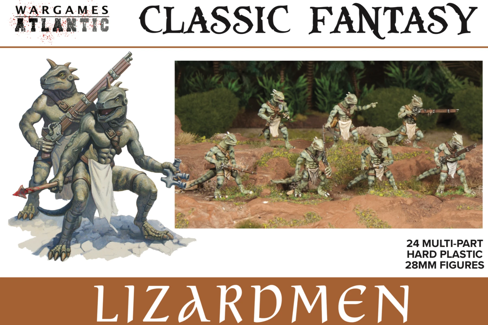 Wargames Atlantic 28mm Classic Fantasy Lizardmen 24 модели