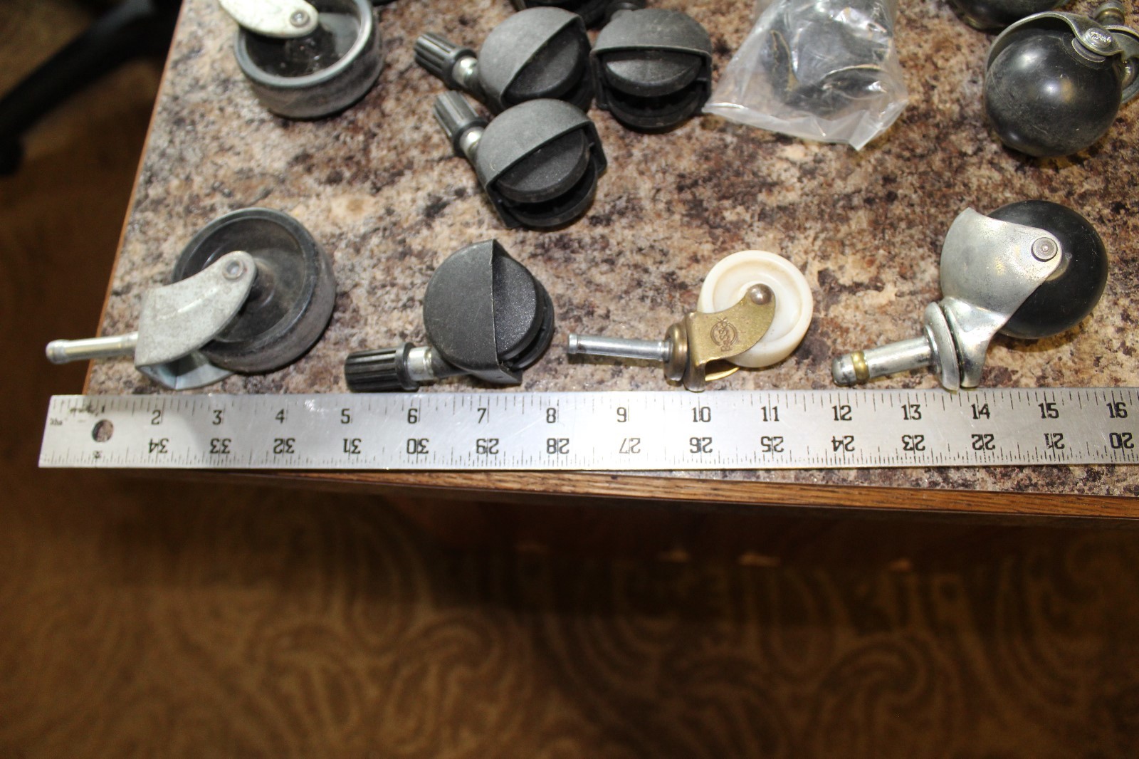 Vintage lot of 19 Caster Wheels,Casters Carts Sofa Furniture,wood,rubber,plastic