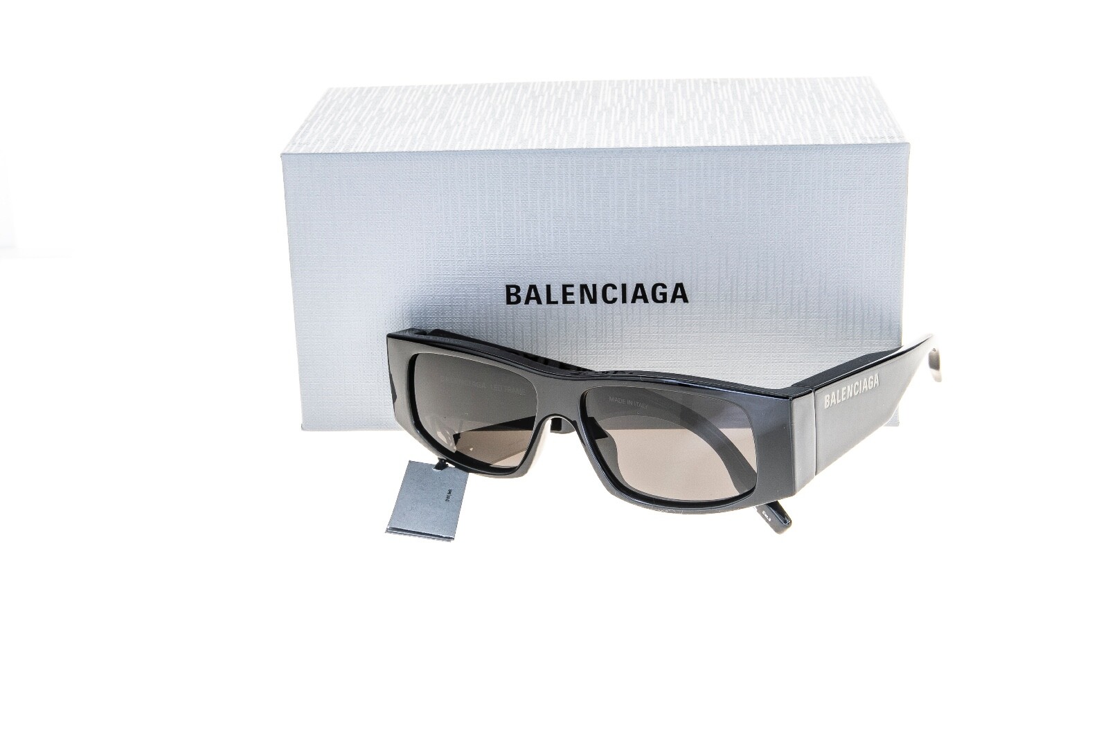 Pre-owned Balenciaga Led Logo Frame 0100 Black Fashion Unisex Sunglasses Bb0100s 001 In Gray