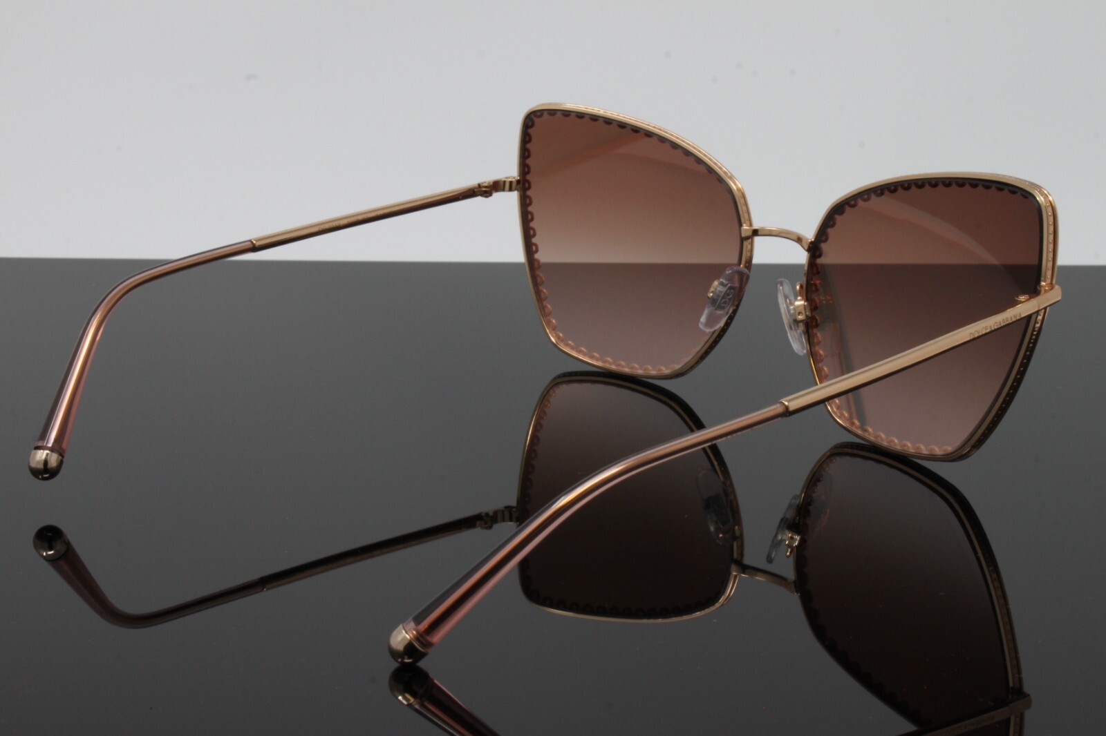 Pre-owned Dolce & Gabbana Sunglasses Women's Cat Eye Dg2212 12986f Pink Gold 61mm